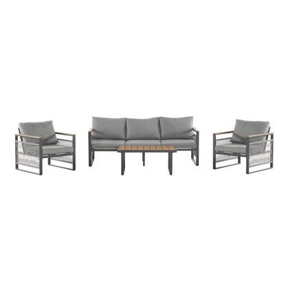 Natural Grey Outdoor Sofa Set - 4 Piece Patio Furniture
