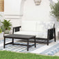 2-Piece Outdoor Loveseat and Coffee Table Set with Acacia Wood Frame and White Cushions