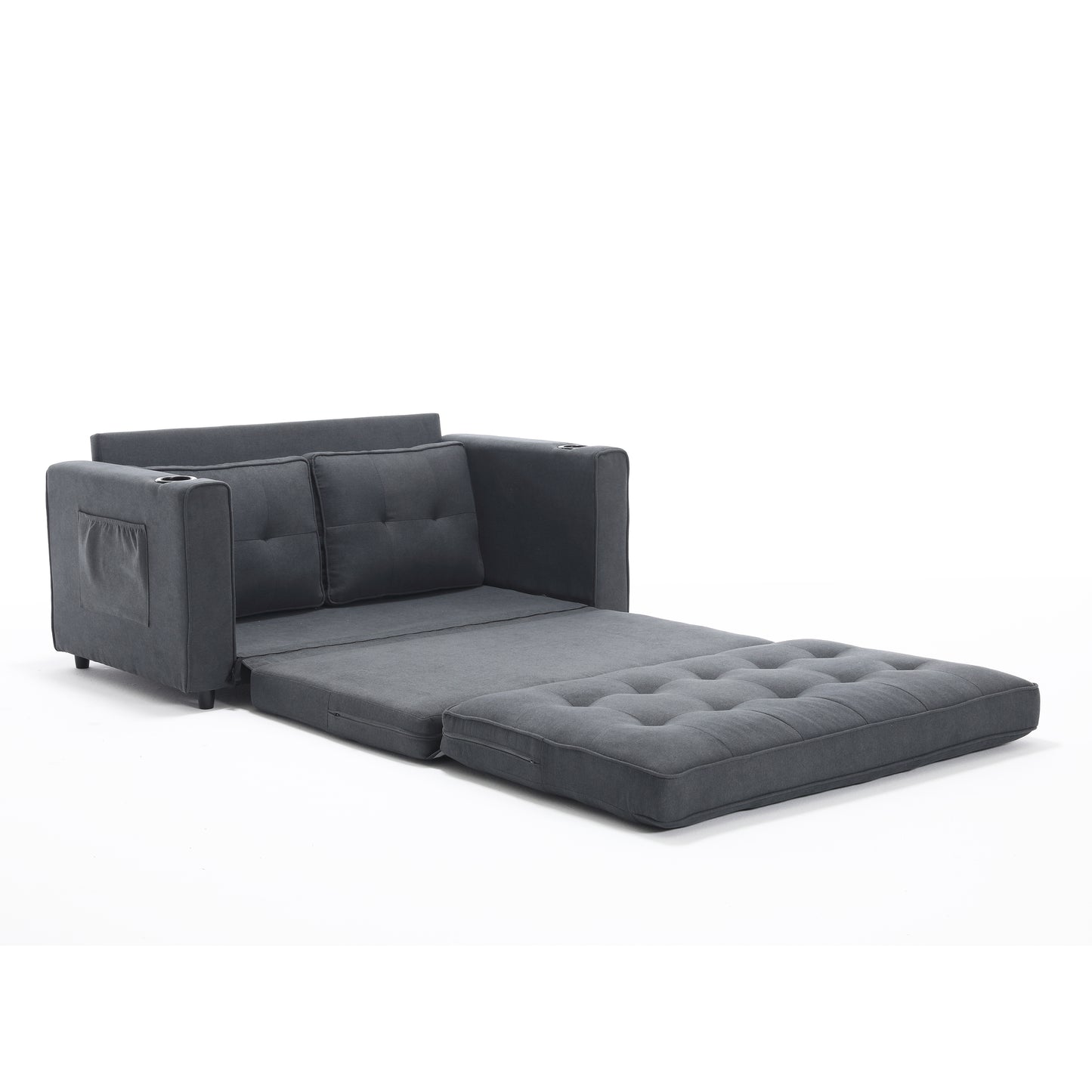 Dark Gray 3-in-1 Futon Sofa Bed with Side Pockets - image 11
