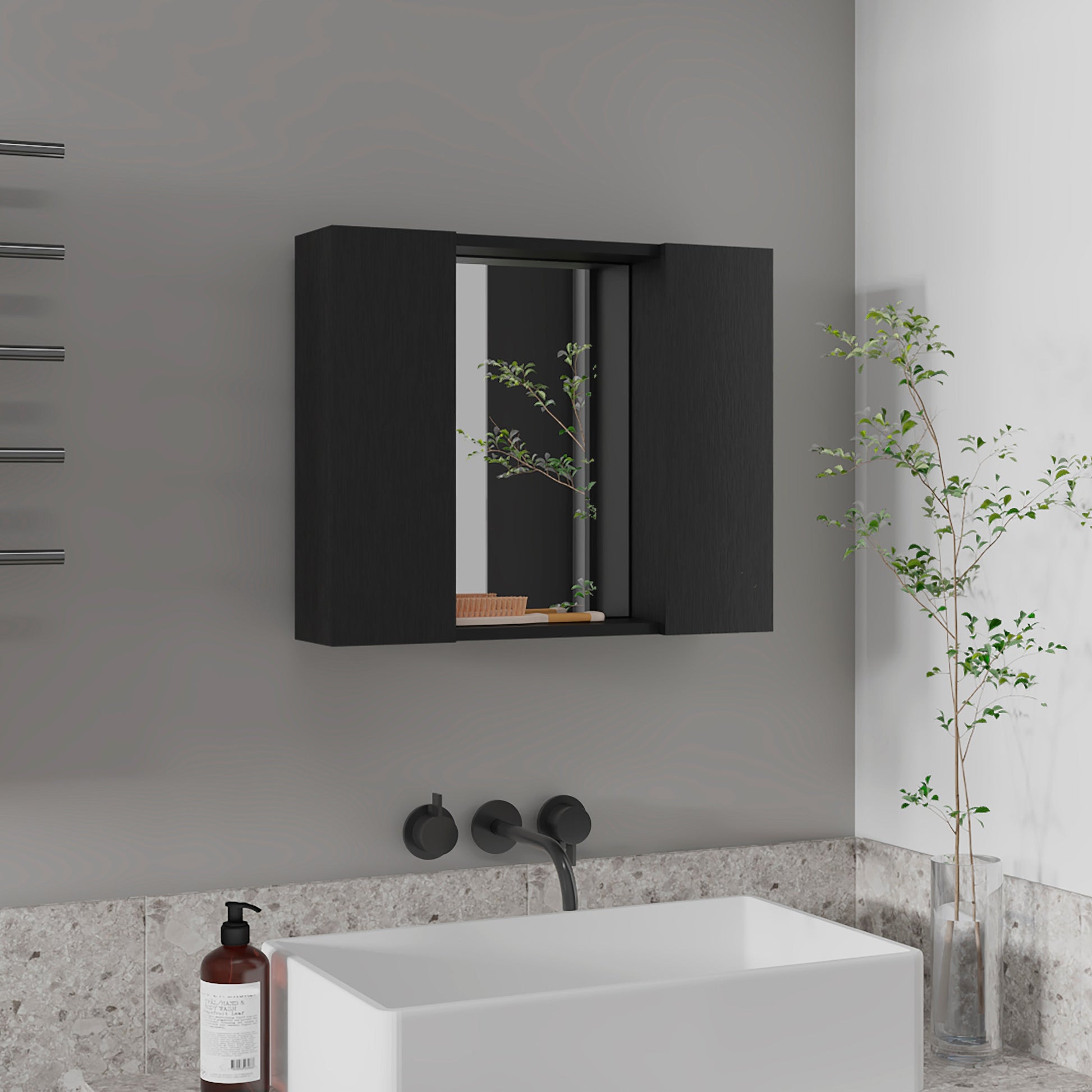 Wenge 1-Drawer Medicine Cabinet