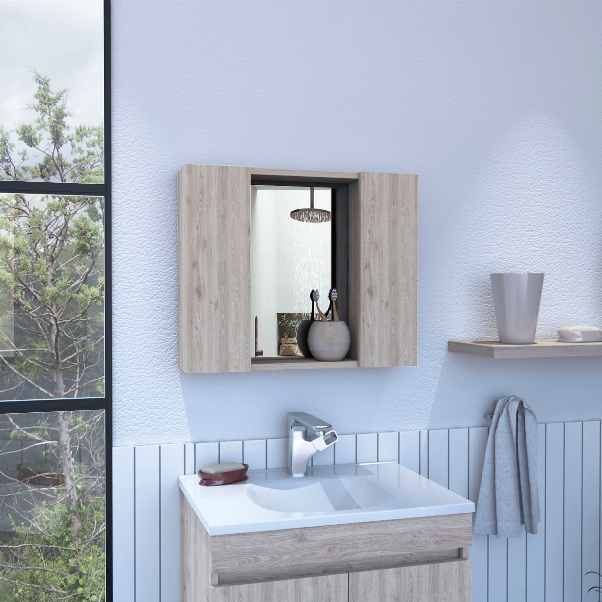 Ellegrini 1-Drawer Medicine Cabinet Light Grey