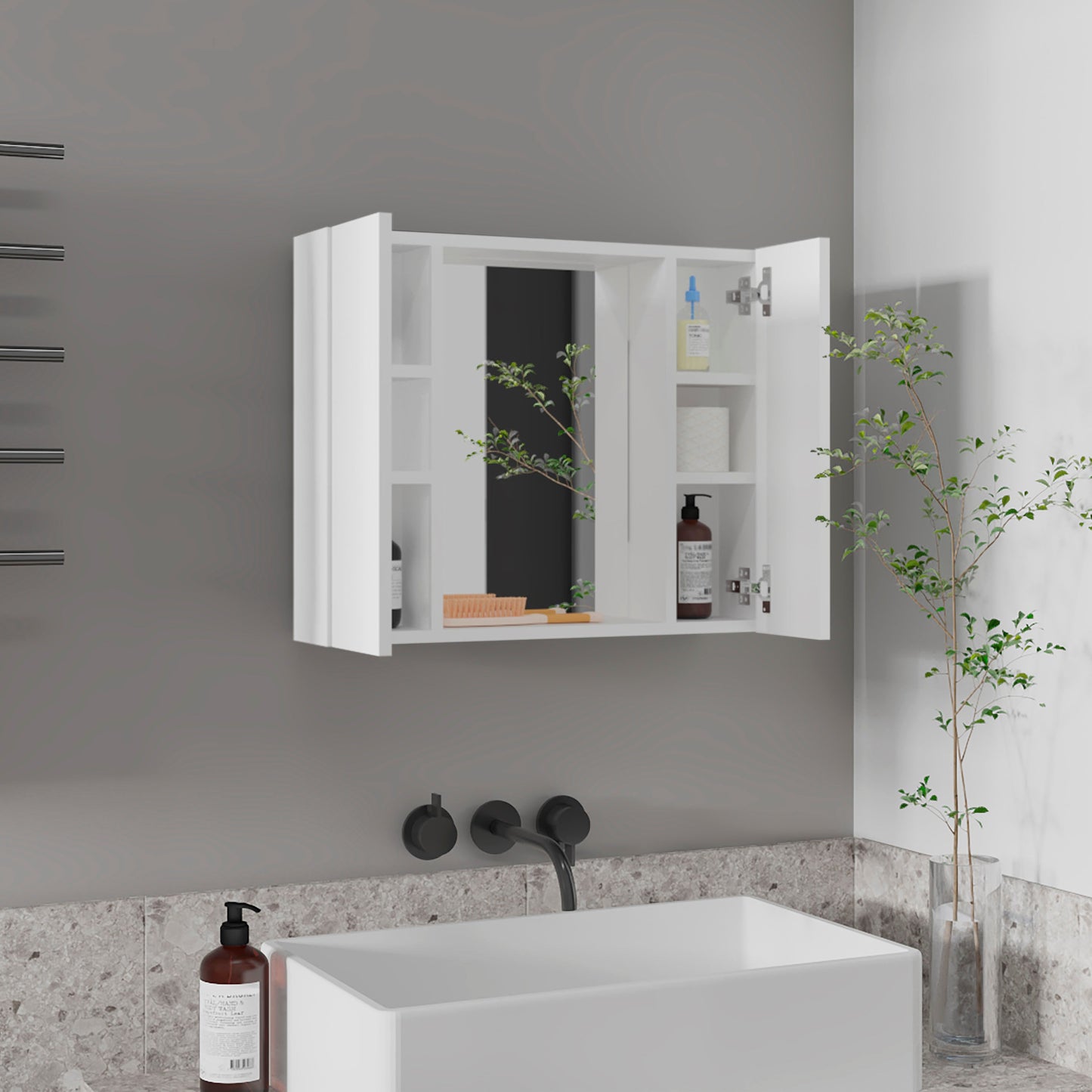 Ellegrini White Medicine Cabinet - 1 Drawer Storage