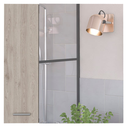 Light Gray Bathroom Storage Cabinet with Mirror