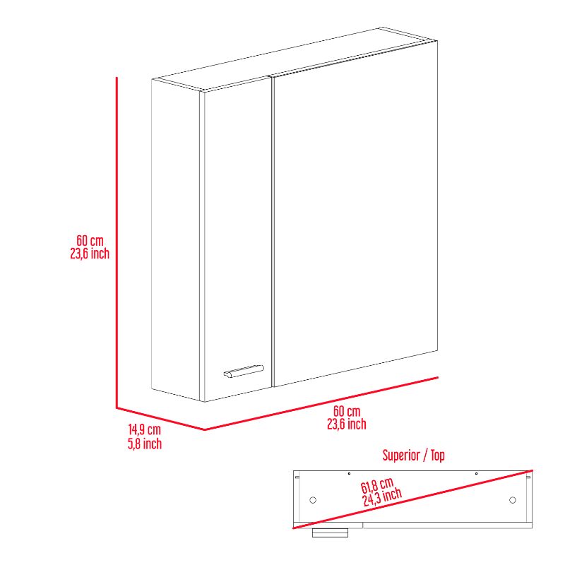 Light Gray Bathroom Storage Cabinet with Mirror