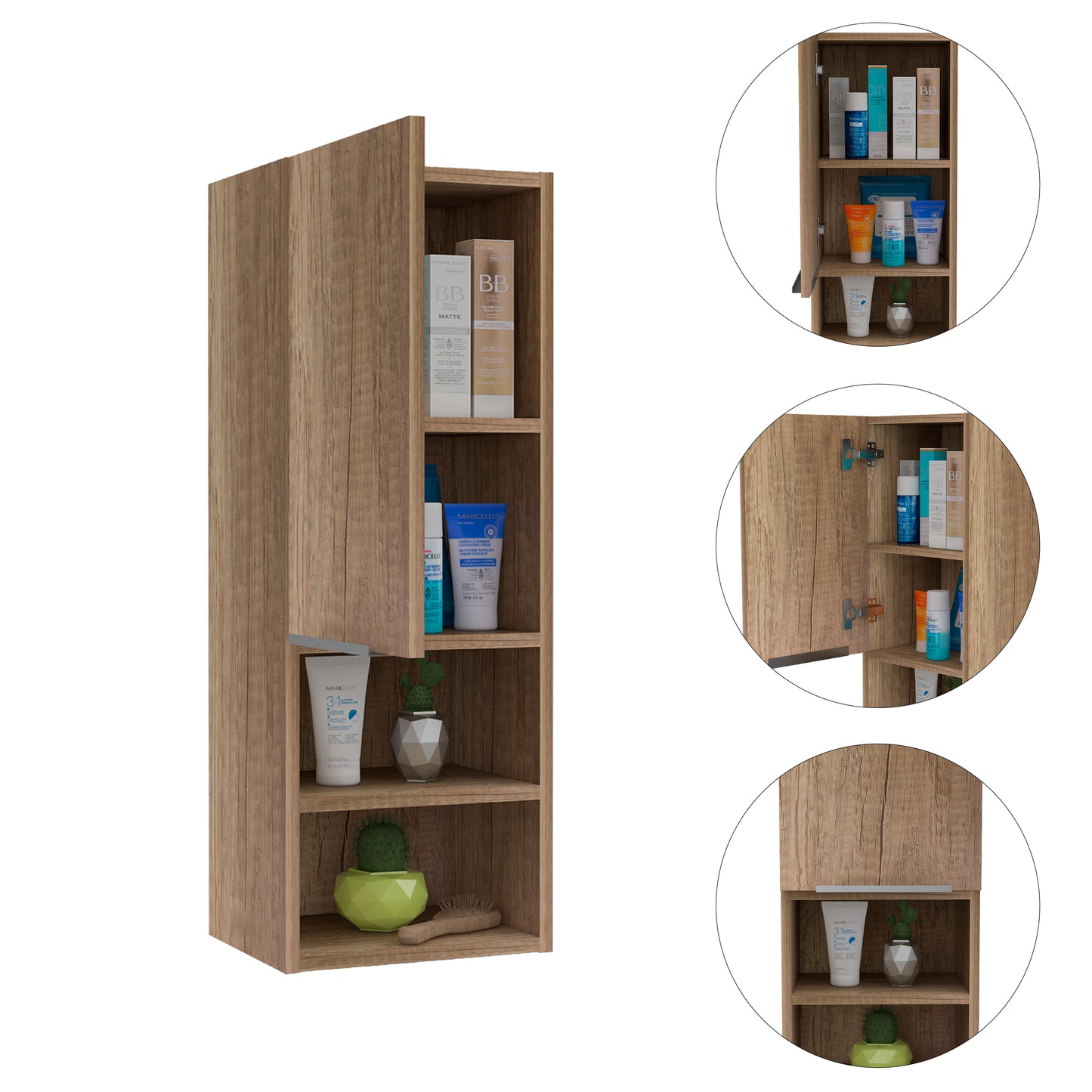 Light Oak Bathroom Medicine Cabinet with Shelves