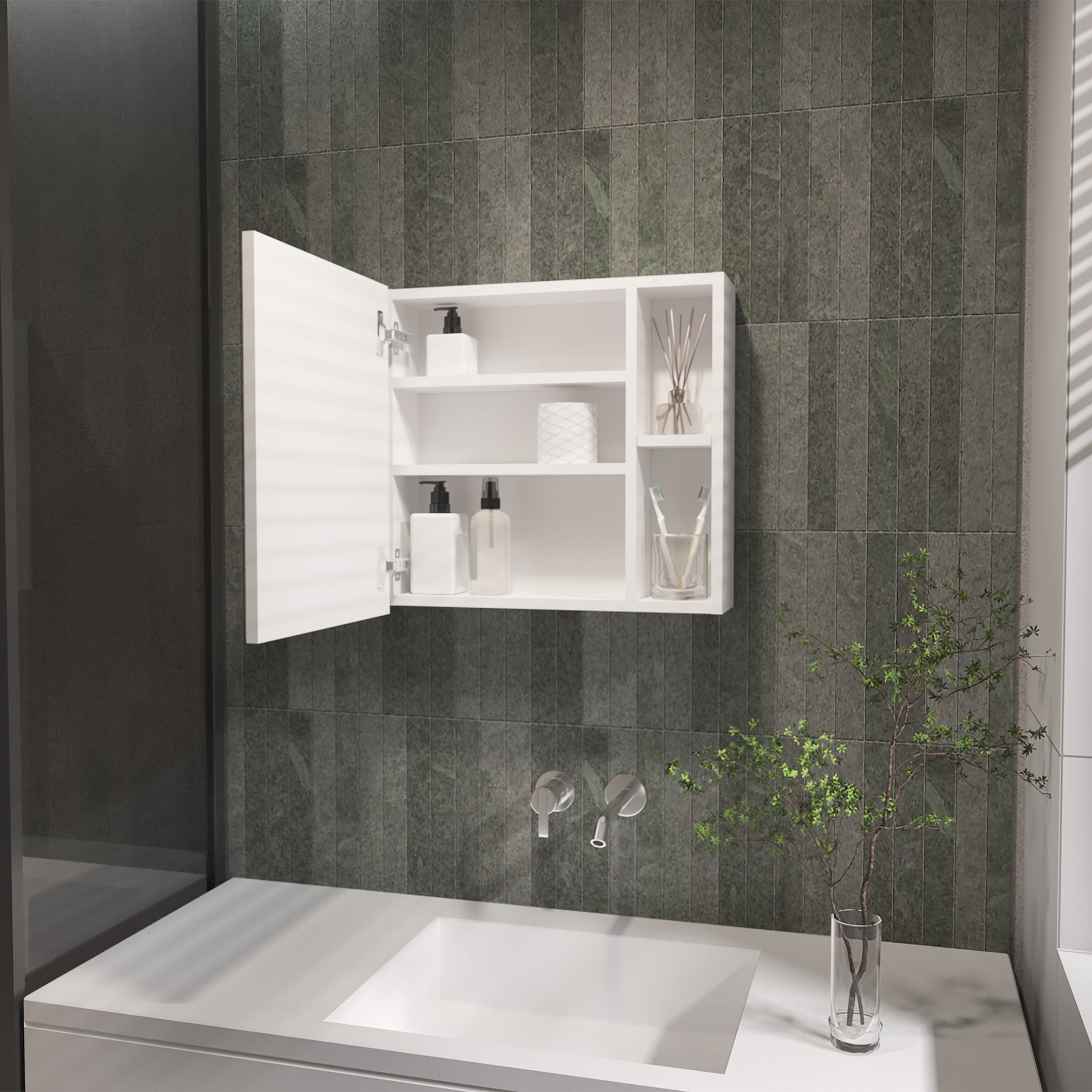 Myrick 2-Shelf Medicine Cabinet with Mirror - White