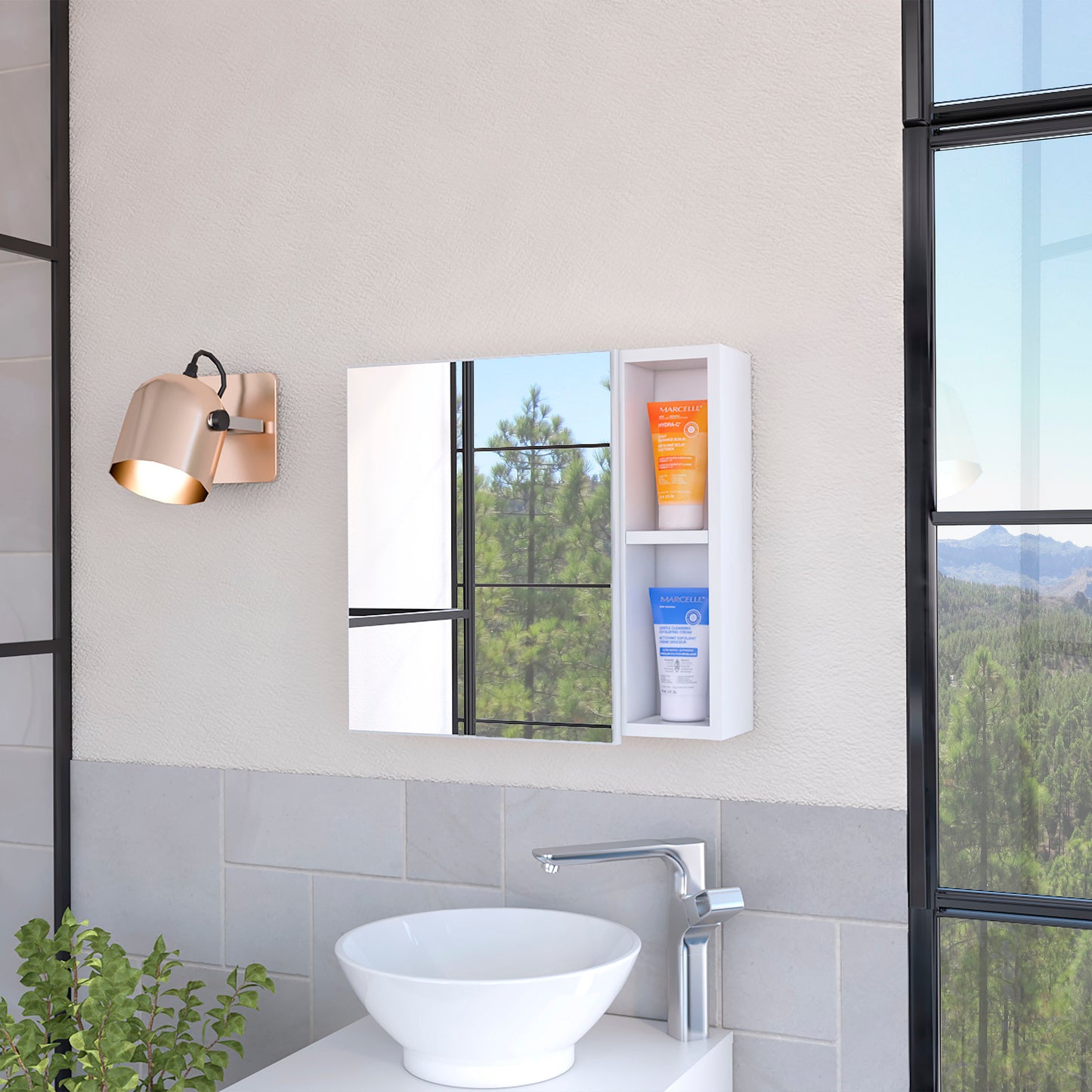 Myrick 2-Shelf Medicine Cabinet with Mirror - White