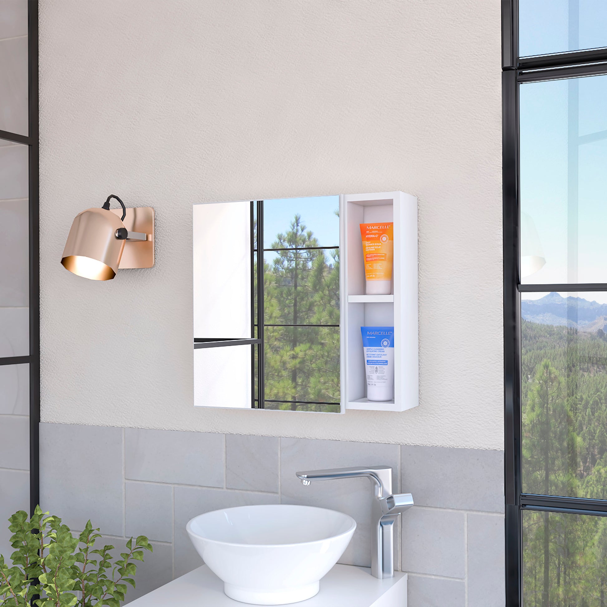 Myrick 2-Shelf Medicine Cabinet with Mirror - White