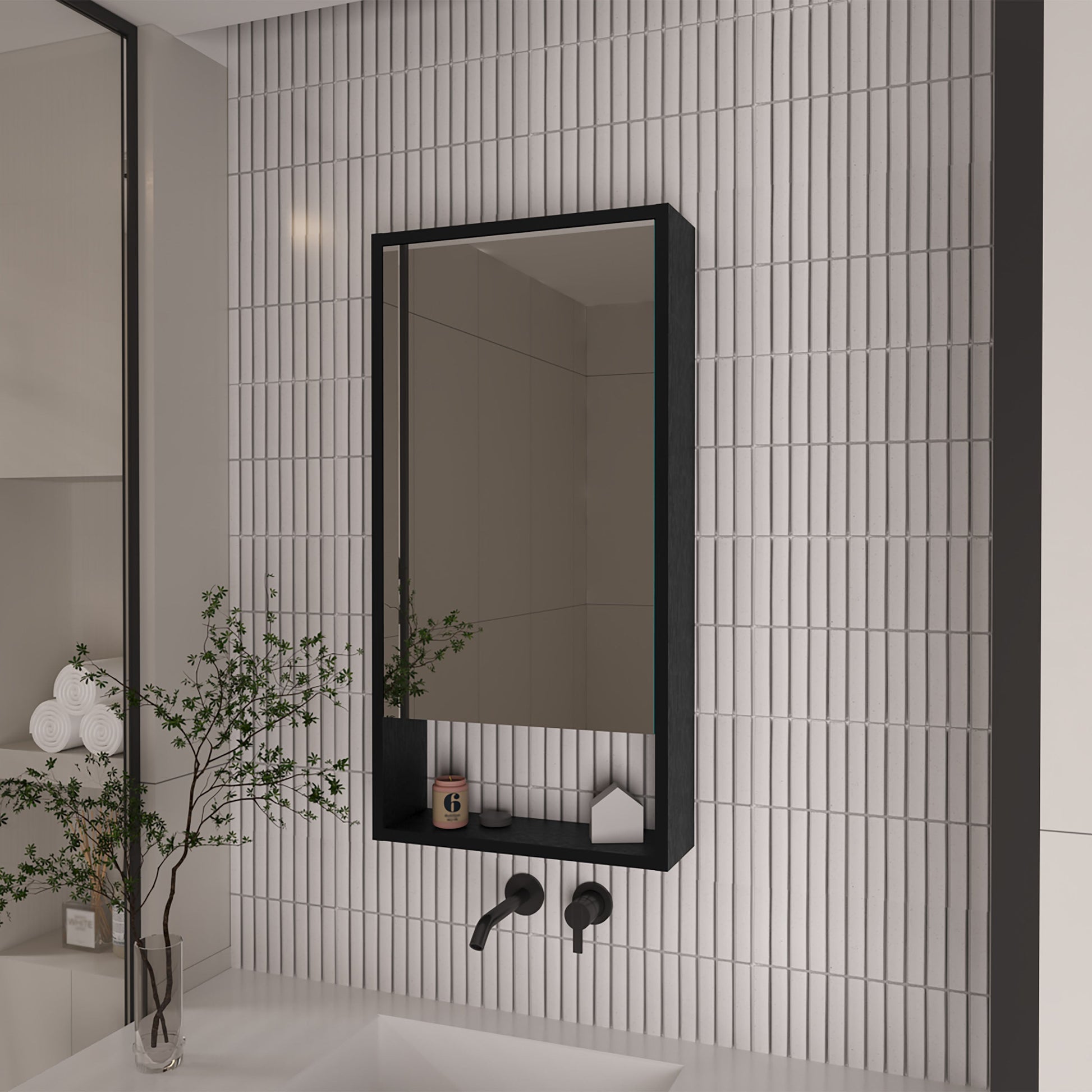 Rectangle Medicine Cabinet with Mirror Wenge