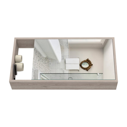 Light Gray Medicine Cabinet with Mirror - 27.3" Storage for Bathroom
