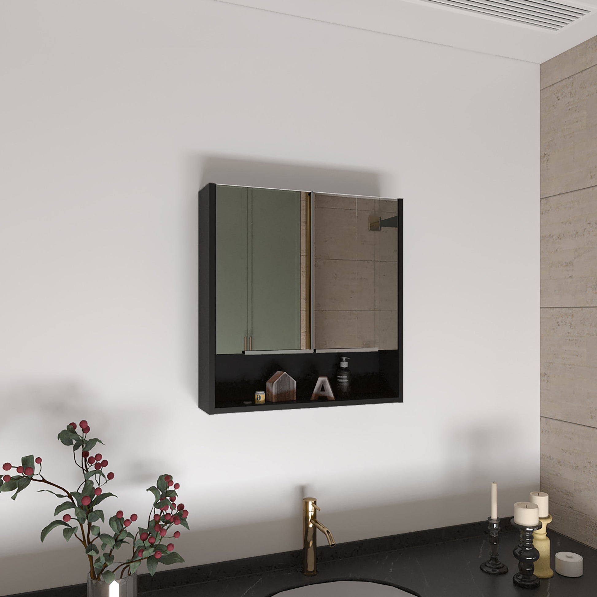 Rectangle Medicine Cabinet with Mirror Wenge