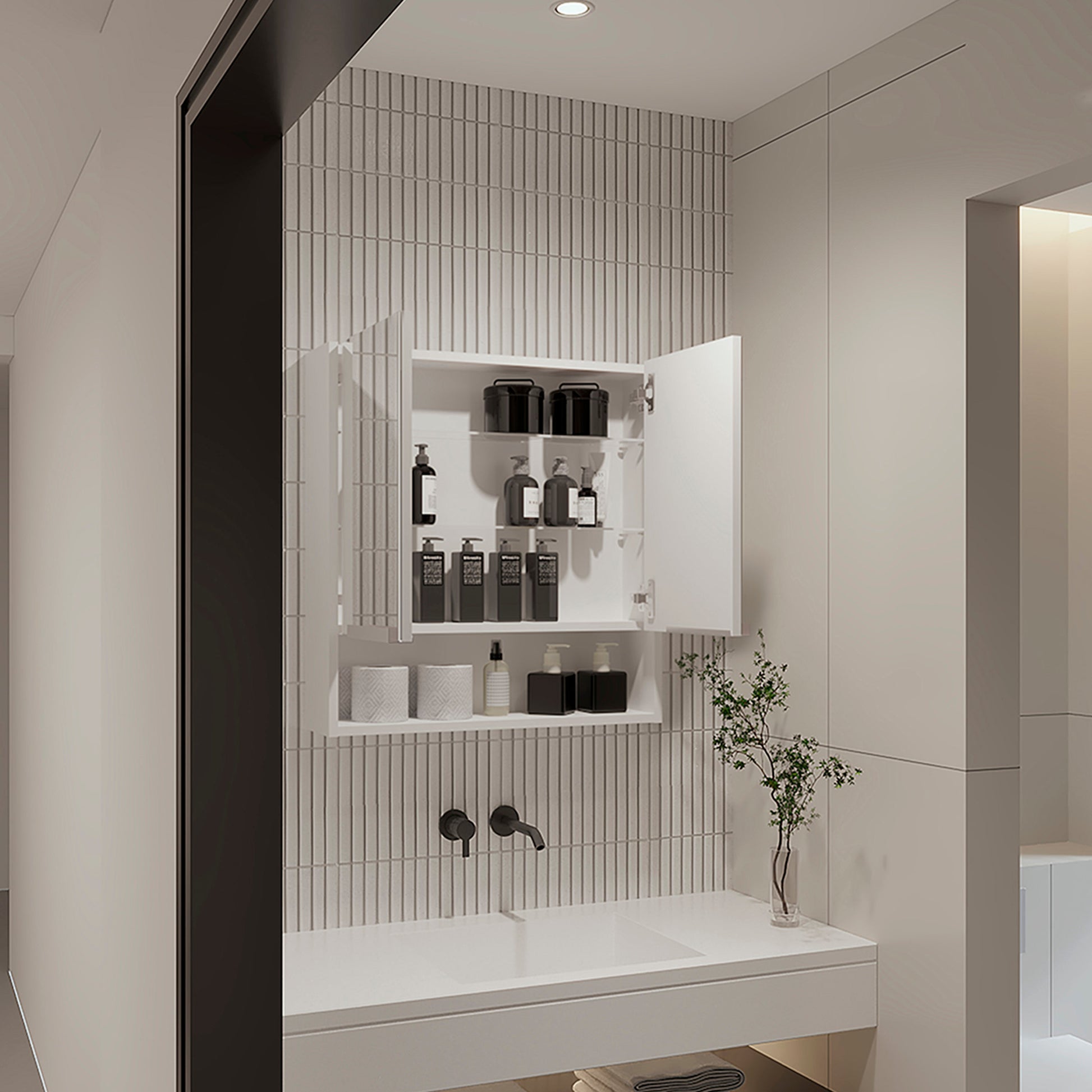Manchester Rectangle Medicine Cabinet with Mirror White - Bathroom Storage