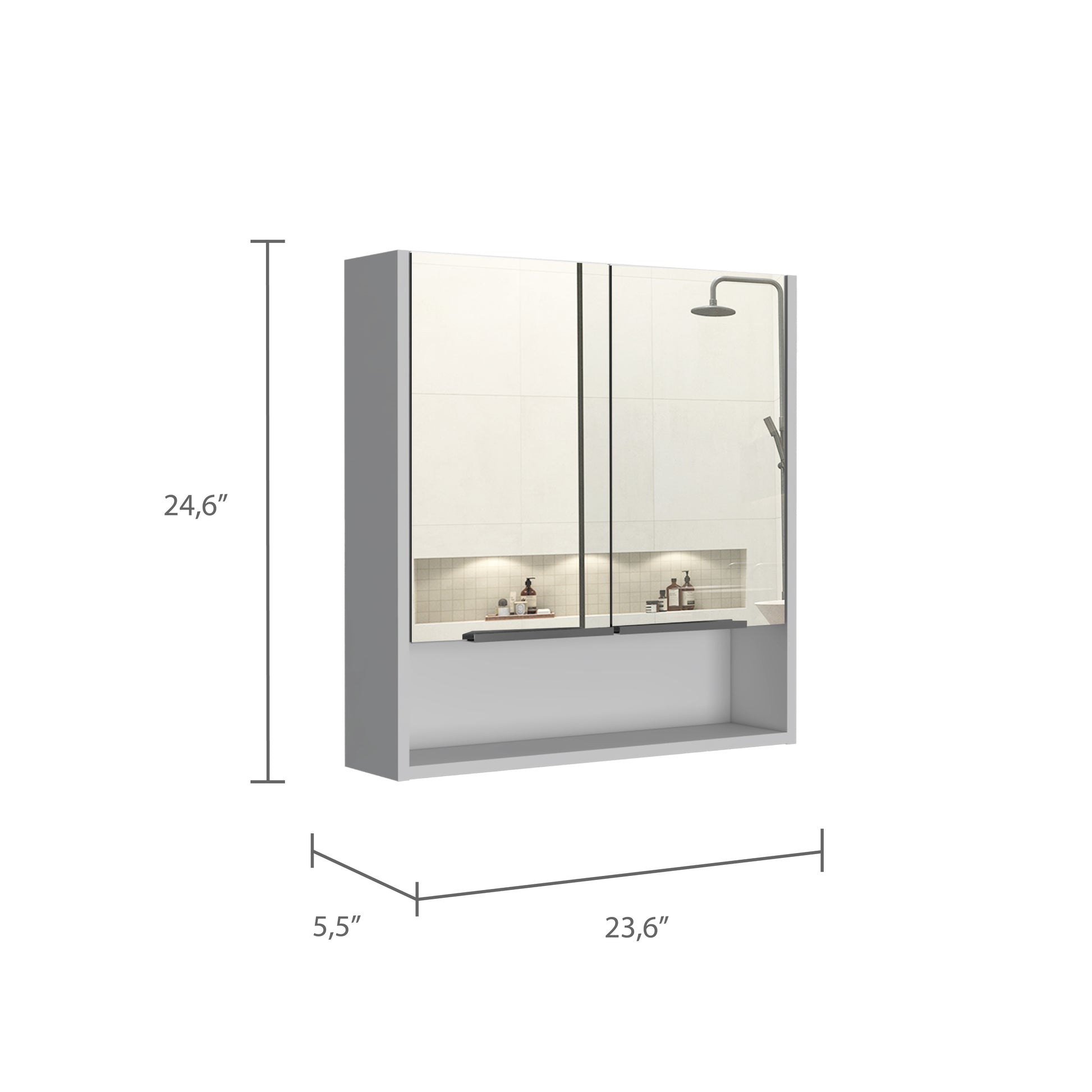 Manchester Rectangle Medicine Cabinet with Mirror White - Bathroom Storage