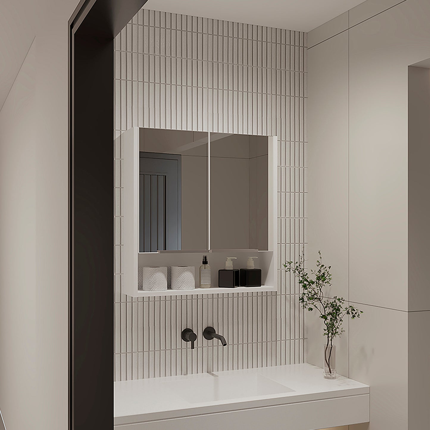 Manchester Rectangle Medicine Cabinet with Mirror White