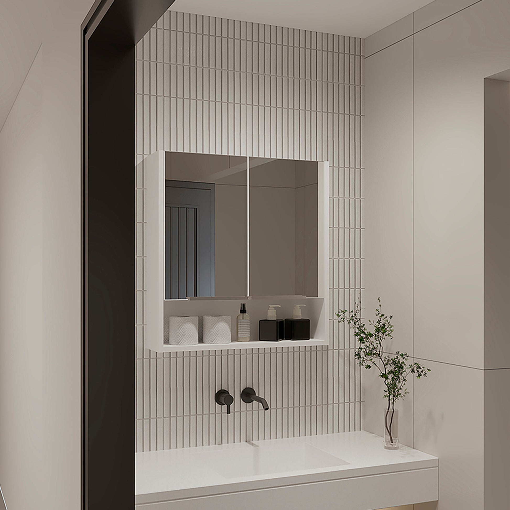 Manchester Rectangle Medicine Cabinet with Mirror White
