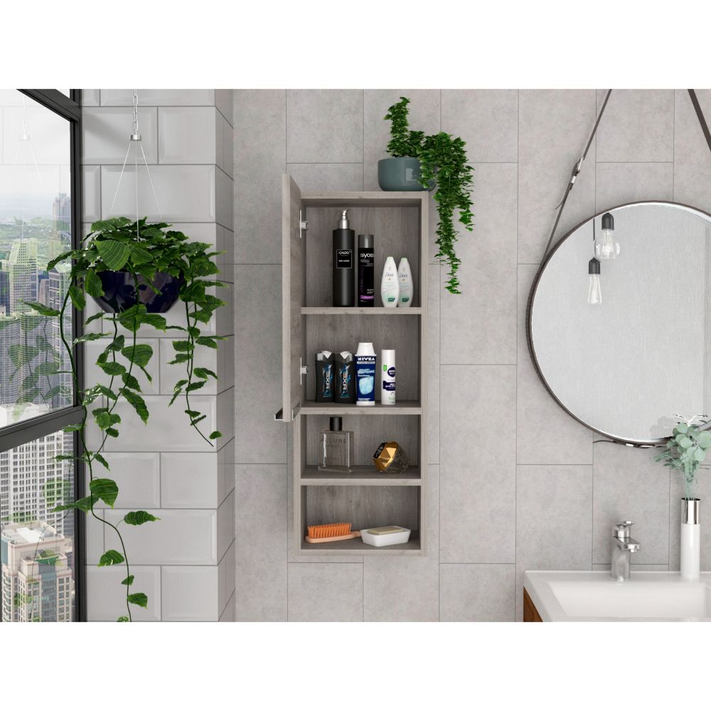 Light Gray 2-Shelf Bathroom Cabinet - Storage Solutions