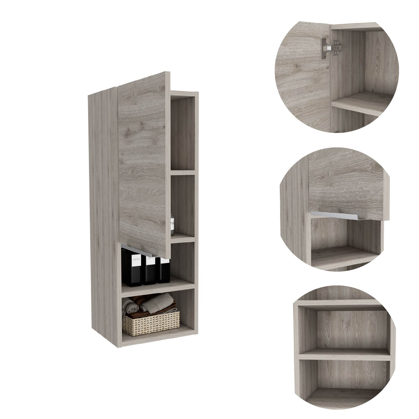 Light Gray 2-Shelf Bathroom Cabinet - Storage Solutions