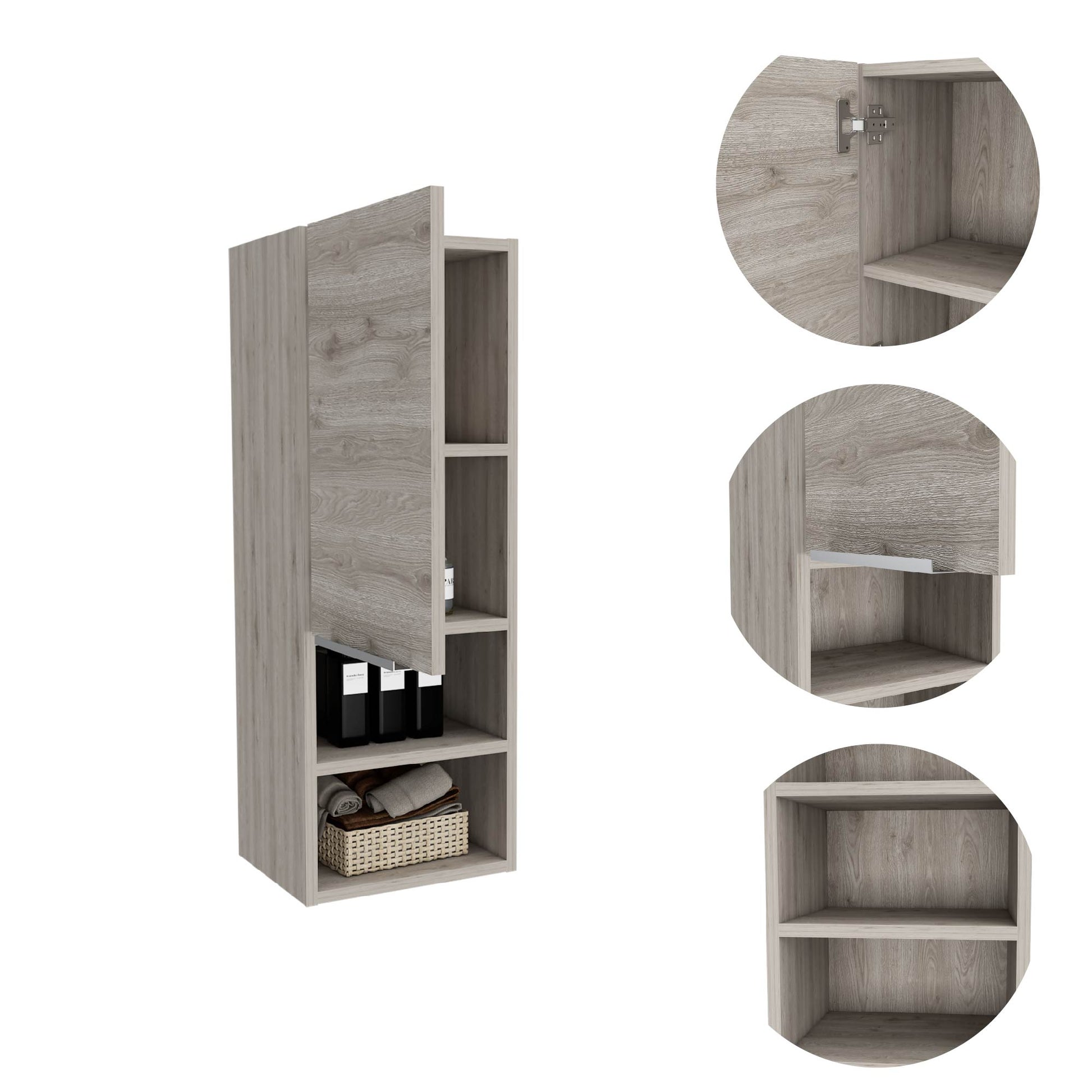 Light Gray 2-Shelf Bathroom Cabinet - Storage Solutions