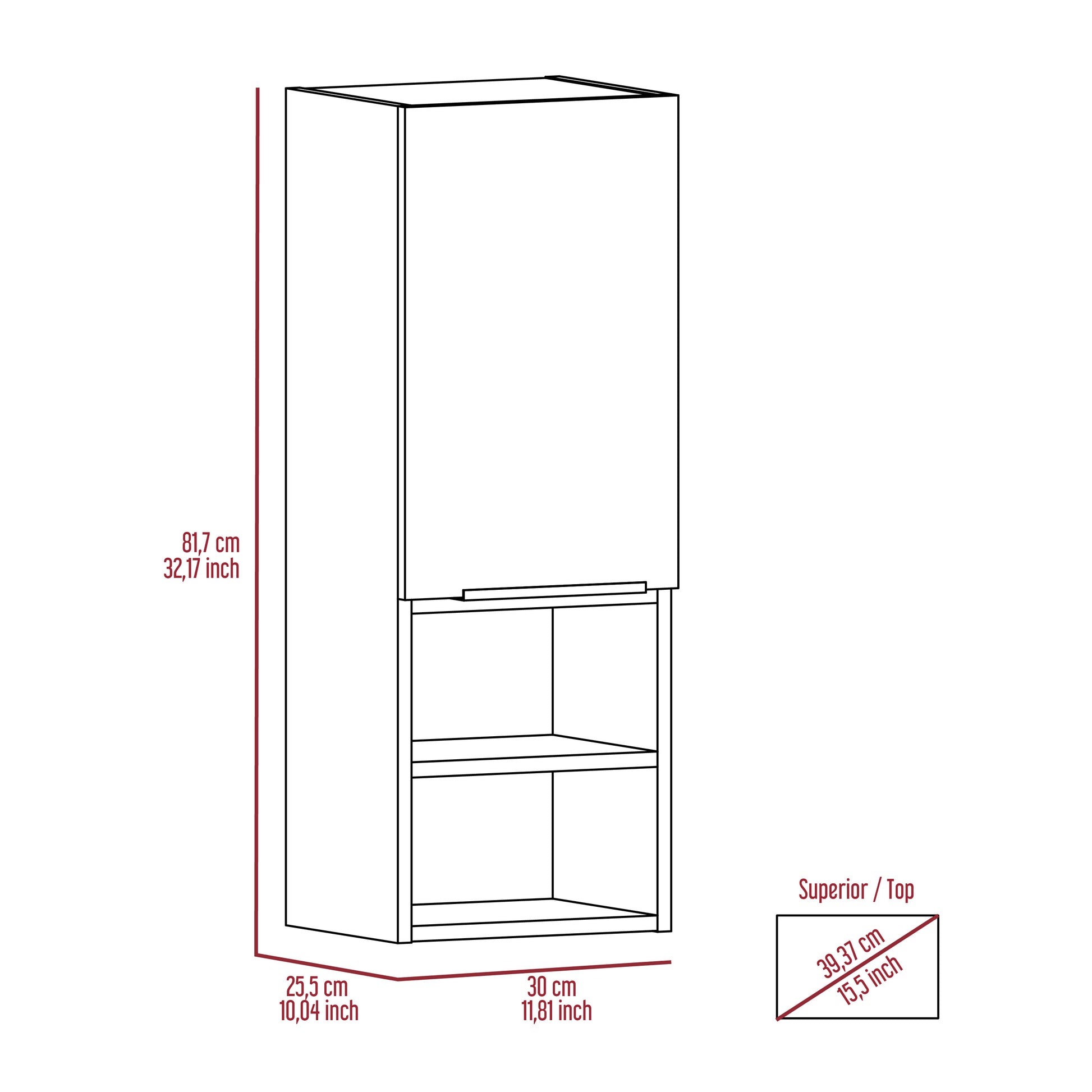 Light Gray 2-Shelf Bathroom Cabinet - Storage Solutions