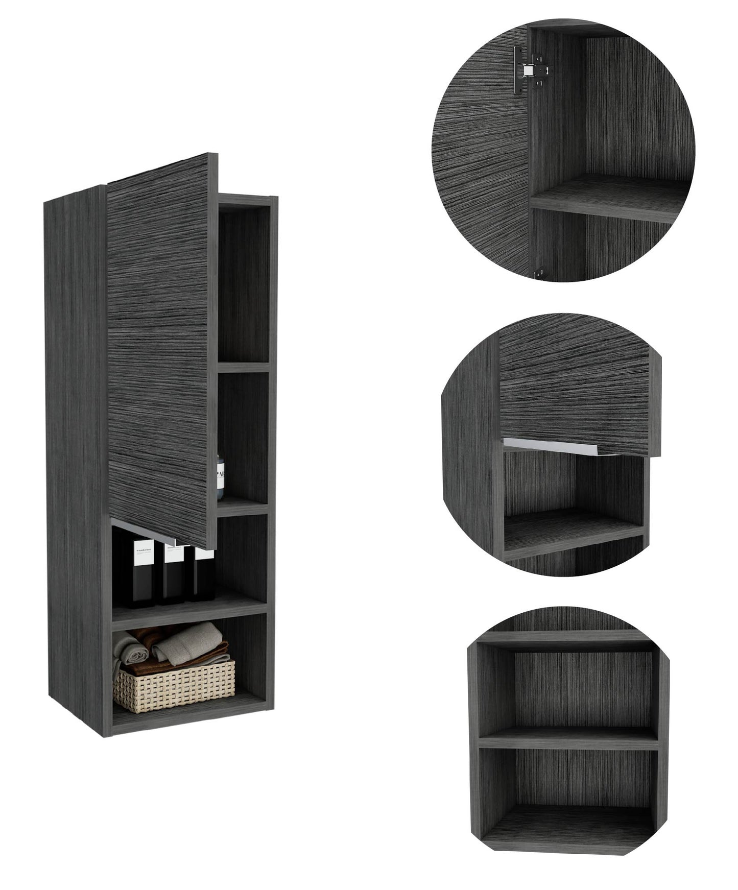 Gray 2 Shelf Bathroom Cabinet - Storage Solutions