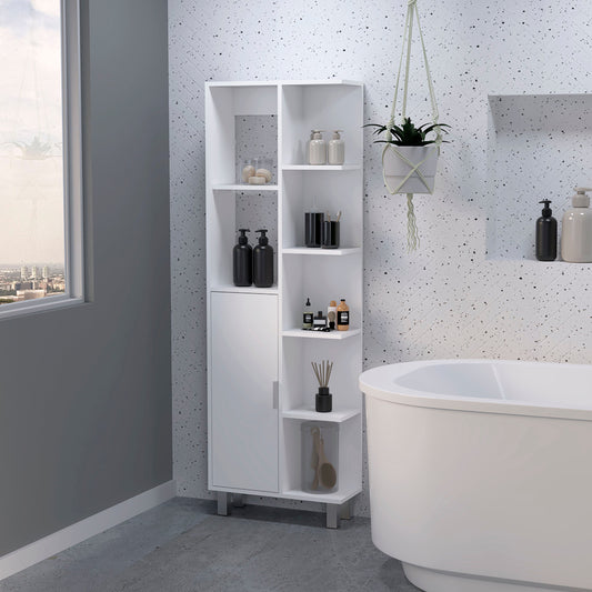 White 9-Shelf Linen Cabinet