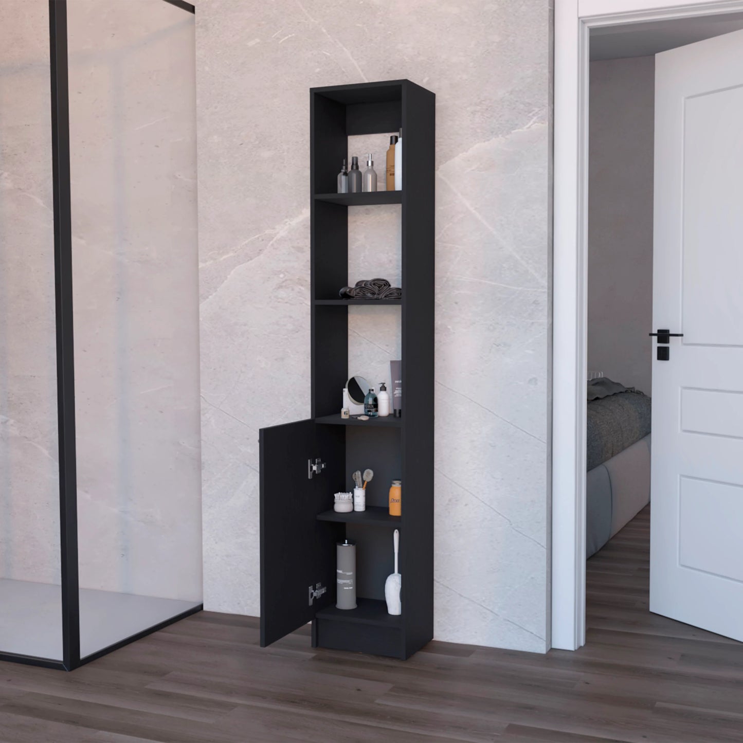 Wenge Linen Cabinet - Bathroom Storage with Shelves