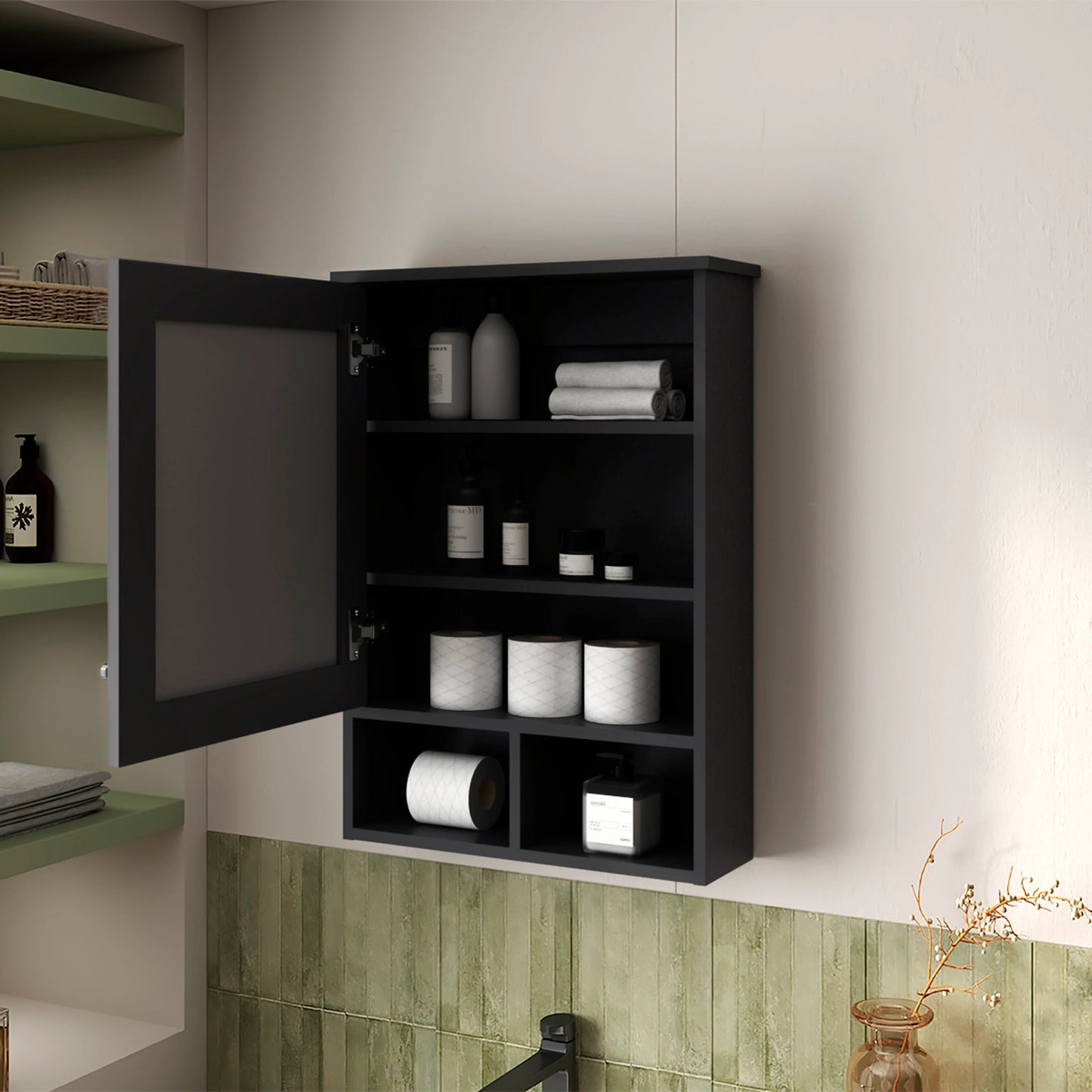 Wenge Bathroom Medicine Cabinet with Mirror