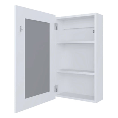 White Bathroom Medicine Cabinet with Mirror - Wall Mounted