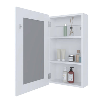 White Bathroom Medicine Cabinet with Mirror - Wall Mounted
