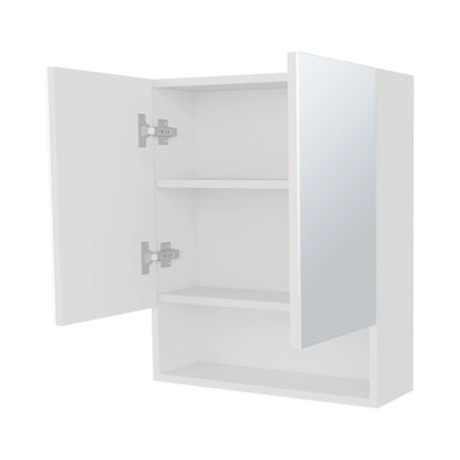 White Wall Mounted Bathroom Storage Cabinet with Mirror