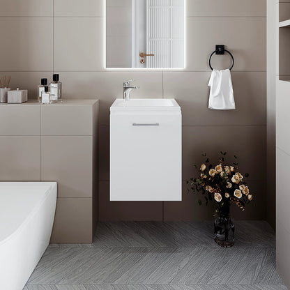 White Bathroom Vanity with Integrated Sink