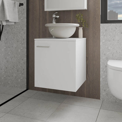 White Bathroom Vanity with Integrated Sink