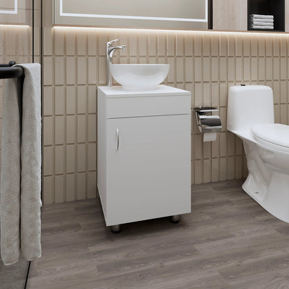White Bathroom Vanity with Integrated Sink