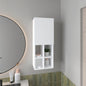 White Wall-Mounted Bathroom Cabinet with Door and 4 Open Shelves