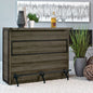 Garrison Aged Oak 5-Shelf Wood Home Bar Wine Cabinet