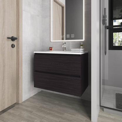 Wengue Floating Vanity with Two Drawers and Sink