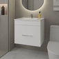 White 1-Drawer Floating Bathroom Vanity Set with Sink
