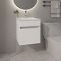 White Bathroom Floating Vanity with Sink and 1 Door