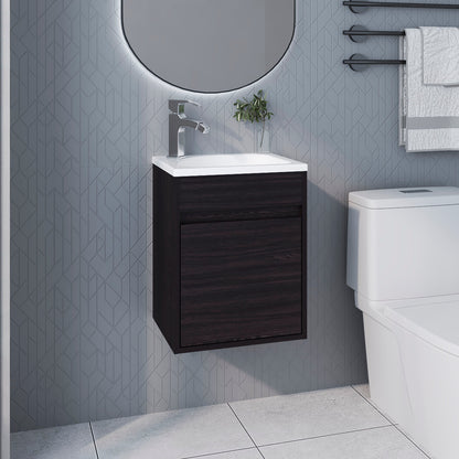Wengue Bathroom Floating Vanity with Sink and 1 Door
