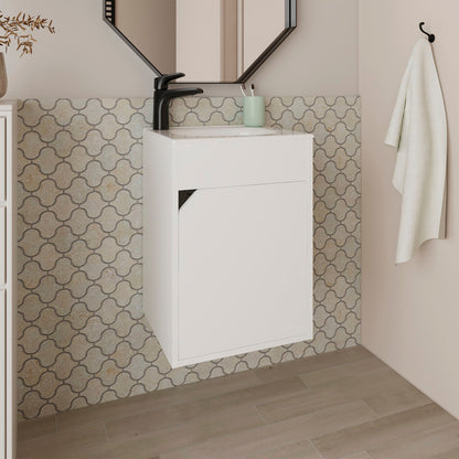 White Bathroom Floating Vanity with a Door