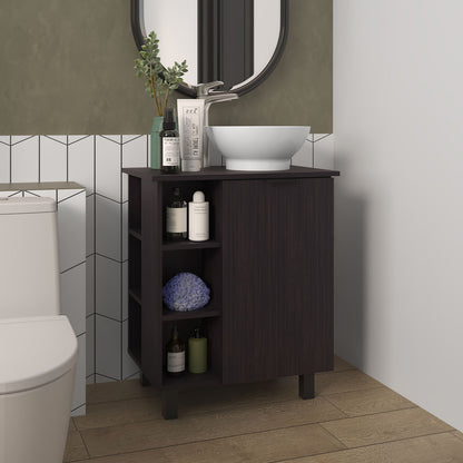 Wengue Bathroom Vanity with 1 Door and 8 Storage Shelf