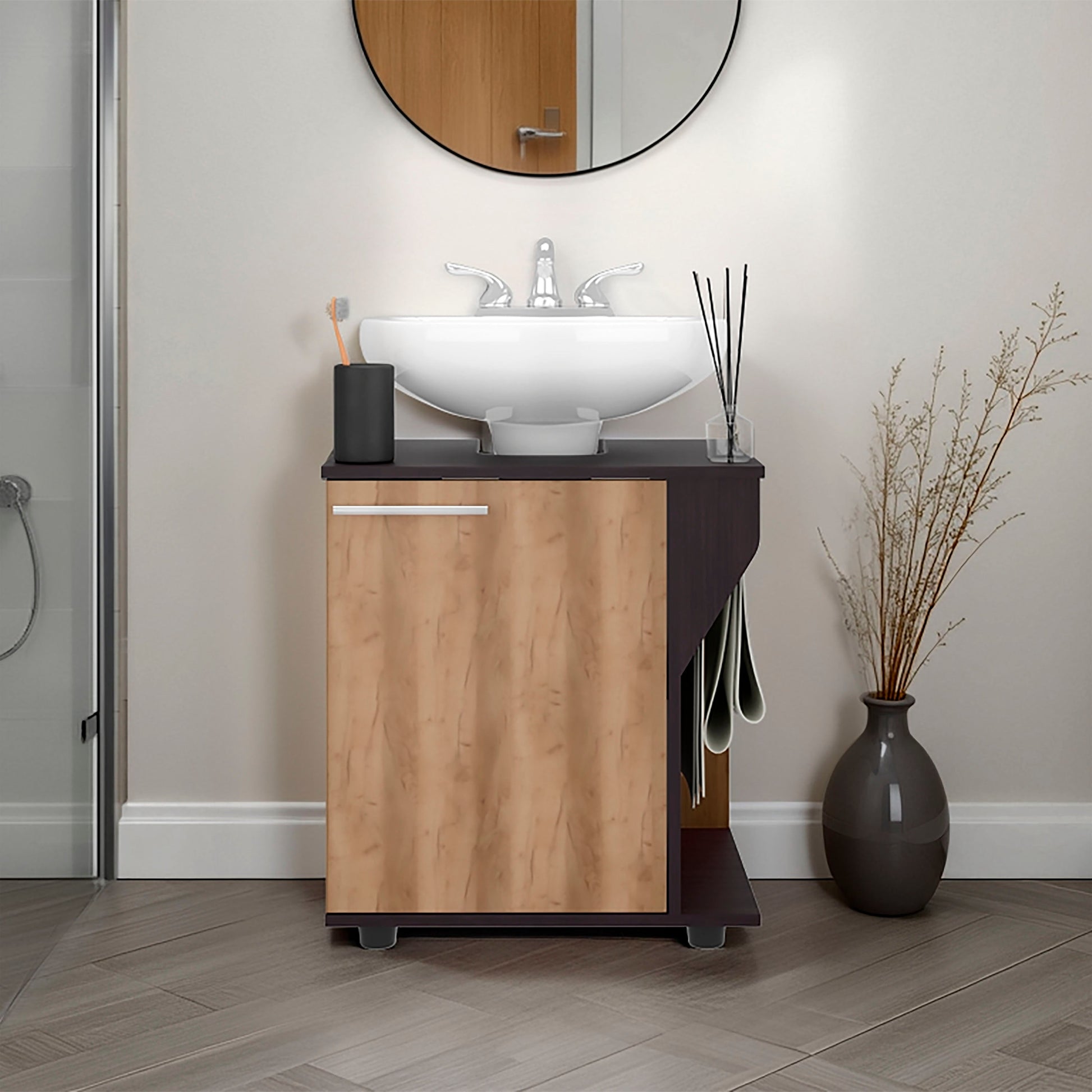 Wenge Bathroom Vanity with Two Shelves
