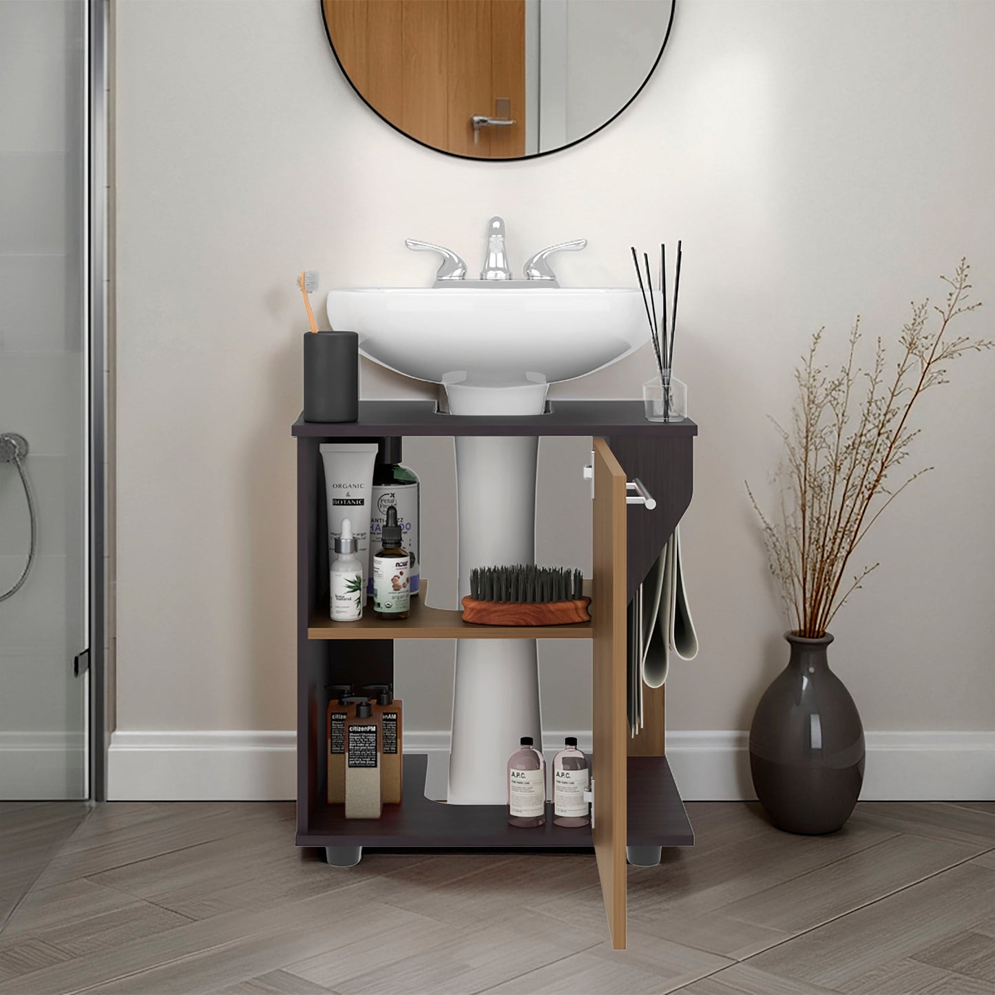 Wenge Bathroom Vanity with Two Shelves