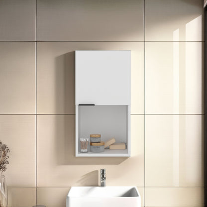 White Wall-Mounted Bathroom Cabinet with Hidden Storage