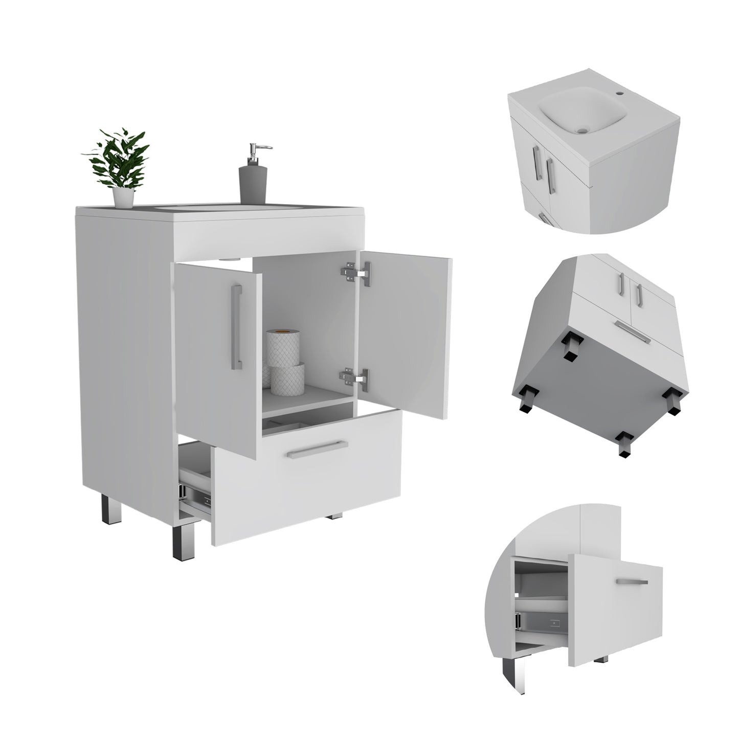 White Bathroom Vanity with Two Doors
