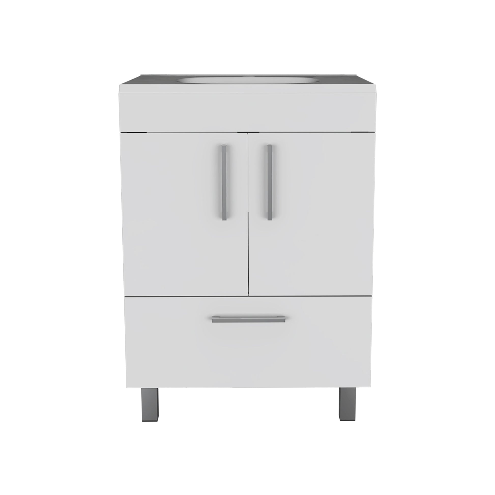 White Bathroom Vanity with Two Doors