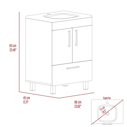 White Bathroom Vanity with Two Doors