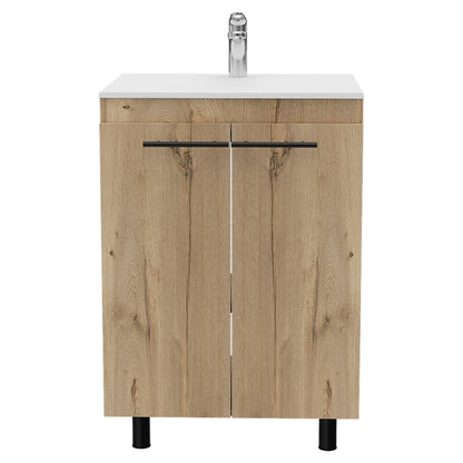 Light Oak Bathroom Vanity Cabinet - 2 Door Storage