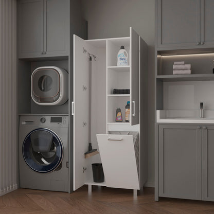 White 1-Drawer Modern Bathroom Storage Cabinet with Doors & Legs