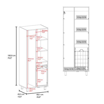 White 1-Drawer Modern Bathroom Storage Cabinet with Doors & Legs